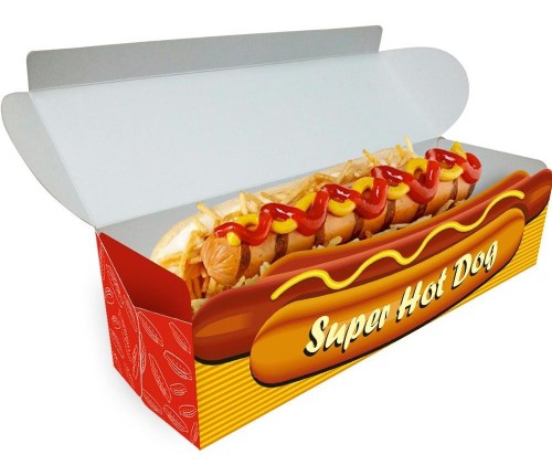 31- Embalagens Hot Dog Delivery | 20x6,5x5,5 cm | Triplex 250g | 4x0 cores | Sem Verniz | 500 Unid.