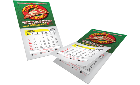 05- Imã com Bloco de Calendário 7x7 cm | 4x0 | 8x15cm | Triplex 250g